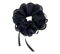 amangul Elegant Hair Scrunchies Lace Ribbon Hair Tie For Low Ponytail Hairstyles For Fashionable Women(Black)