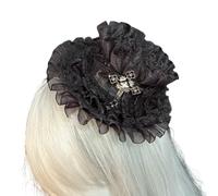 amangul Elegant Lace Hat Hair Clip for Women Vintage Hair Accessories Cosplay Party Decors for Weddings Parties and Everyday(Black)