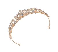 amangul Elegant Rhinestones Bridal For Weddings Lightweight Alloy Queen Headband For Bride And Special Occasion(Gold)