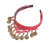 amangul Ethnic Belly Dance Headpiece Elegant Tassels Hairband for Stage Performances and Cultural Event Celebration(Red)