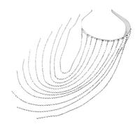 amangul Ethnic for Tassels Headband Long Crystal Chain Jewelry Bridal Hair Ho