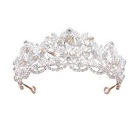 amangul Girls Crowned Crystal Headwear for Women and Girls Wedding Rhinestoned Queen Headdress Wedding Crowned Props(Silver)
