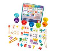 amangul Interactive Math Learning Sensory Toy Wood Peg Board Beads Game Set Color Number Matching Game for Toddler Preschooler Cognitive Development Party Gifts