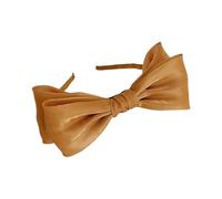 amangul Lace Bowknot Hair Hoop for Women Elegant French Mesh Headband Nonslip Fascinator Hairband for Special Occasion Daily Use(khaki)