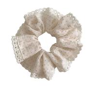 amangul Lace Dot Elastic Hair Scrunchies Soft Breathable Fabric Headbands Ponytail Holder Fashion Hair Accessory For Women Girls(White)