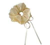 amangul Lace Hair Scrunchies For Women And Girl Oversized Fabric Ponytail Holder Comfortable Hair Tie for Daily Wear(Yellow)