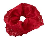 amangul Lace Scrunchies for Women Large Elastic Hair Scrunchy Eye Catching Hair Rope French Hair Bobbles Ponytail Holder(Red)