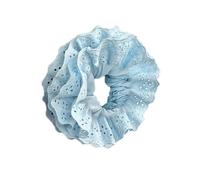 amangul Oversized Lace Scrunchies Hair Bun Scrunchy Lady Hair Styling Flower Accessories(Blue hollow)