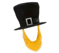 amangul Pirate Hat With Attached Beard Soft Costume Accessory For Halloween Party Adult Sized 54-58cm Head Circumference(As Shown)