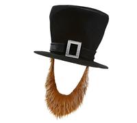 amangul Pirate Hat With Attached Beard Soft Costume Accessory For Halloween Party Adult Sized 54-58cm Head Circumference(brown)