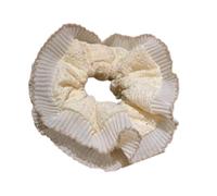 amangul Popular Lace Scrunchies Double Layer Elastic Hair Tie for Formal Event Big Buns Hair Elastic for Formal and Leisure Wear(Apricot lace)