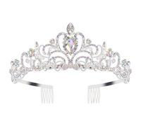 amangul Rhinestones Tiaras For Women And Girls Elegant Crowns With Comb For Wedding Bridal And Party Hair Accessories(Silver)