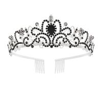 amangul Rhinestones Tiaras For Women And Girls Elegant Crowns With Comb For Wedding Bridal And Party Hair Accessories(Black)