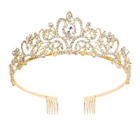 amangul Rhinestones Tiaras For Women And Girls Elegant Crowns With Comb For Wedding Bridal And Party Hair Accessories(Gold)