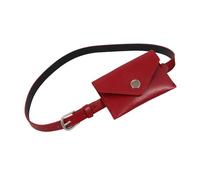 amangul Thin Waist Belt Bag Adjustable Waist Strap Water Resistant Fabric Storage Waist Bag Sash for Women Commute Travel(Red)