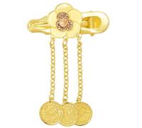 amangul Unique Gold Hair Clip With Coin Tassels For Fashionable Youth Women Styles Duckbill Clip for Ethnic Costume(A)