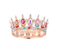 amangul Women's Crowns Adults Sparkling Headband Alloy Rhinestones Costume Hairpieces for Weddings Birthdays Proms and Pageants(Five Colors)