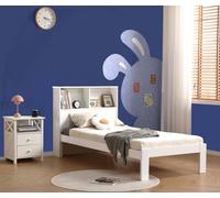 Amani Easton Wooden Single Bed Frame With Shelf Headboard, White Or Grey