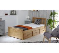 Amani Mission Pine Wooden Storage Bed Frame 3'0 Single - Waxed