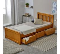 Amani Mission Solid Wooden Storage Bed Frame 3Ft Single - Honey