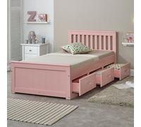 Amani Mission Solid Wooden Storage Bed Frame 3Ft Single - Pink