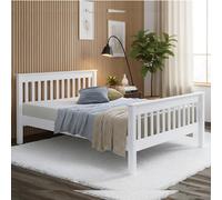 Amani Solid Pine Devon Style Wooden Bed Frame in White in Soft White | Size: Double Amani Soft White Double