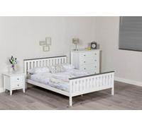 Amani Solid Pine Wood Shanghai Bed Frame 4'6" Double - White