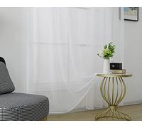 Amania Trading 1 Single Plain Voile Curtain Panel Net Curtains Slot Top Road Pocket Header 14 Colours (White, 40), 55 x 137 cm