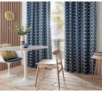 Amania Trading Ltd 1 Pair Of Orla Kiely LINEAR STEM 3" Pencil Pleat Header Lined Curtains - WHALE - 66" Width x 72" Drop