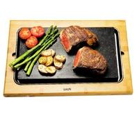Amania Trading Ltd 1 x HIGOSHI Bamboo Board Sharing Platter Extra Large Thick Fish, Veg or Steak - Hot Cooking Stone - Sizzling Hot Plate