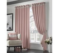 Essential Living Palace Eyelet Ring Top Curtains Blush 167cm x 183cm, Pink
