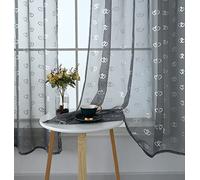 Amania Trading Ltd GREY Entwined Heart Slot Top Pure Sheer Kids Voile Panel Curtain 72" (183cm) Drop - GREY/SILVER