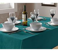 Amania Trading Ltd Hardwearing Select Plain Home Linen Look Thick Table Cloths & Runner - Many Sizes TEAL (90cm Round)