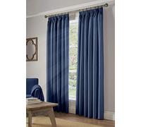 Amania Trading Ltd One Pair Of Plain 100% BLACKOUT Thermal Unlined Taped Top Curtains BLUE 90" Width x 72" Drop