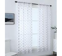 Amania Trading Ltd One Rose Gold Metallic Entwined Heart Slot Top Pure Sheer White Kids Voile Curtain Panels 72" (183cm) Drop
