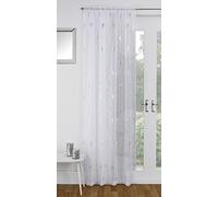 Amania Trading Ltd One Single BIRCH Shimmery Metallic Tree Design Slot Top Voile Panel - WHITE - 55" W x 90" L