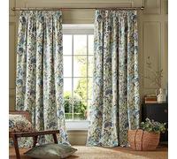 Amania Trading Ltd VOYAGE MAISON Country Hedgerow Pencil Pleat Taped Top Header Lined Curtains - SKY - 66" Width x 90" Drop