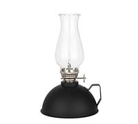amanigo Matte Oiled Lamp with Handle Iron Sheet Oil Can - Retro Mobil Lamp Antique Candle Kerosene Lamp for Home Emergency Camping (7.48in) (Color : Black)