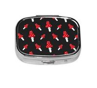 Amanita Mushroom Pattern,Meta Pill Box 2 Compartment Medicine Case,Portable Organizer,Rectangle Meta Portable Organizer Pill Box 830 Compartment Medicine Case