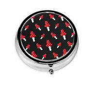 Amanita Mushroom PatternMeta Pill Box 3 Compartment Medicine Case,Portable Organizer