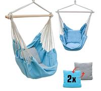 AMANKA Hanging Chair with 2 reversible Cushions - Suspended Outdoor Swing for Garden Balcony