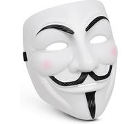 AMANKA V for Vendetta Face Mask,Halloween Anonymous Mask,Hackers Mask,Cosplay Costumeand Parties for Men Women,White