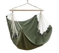 AMANKA XL Outdoor Hammock Chair 155x125 cm - Hanging Swing up to 100 kg - Garden Lounger with Wooden Bar - Indoor Relaxing Seat for Bedrooms - Swinging Relax Pod for Patio, Porch, Balcony & Camping
