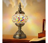 AManLife Turkish Lamp, 16inch 100% Handcrafted Moroccan Mosaic Stained Glass Lamp, for Living Rooms Bedrooms Dining, with UK Plug (Bulb Not Included)