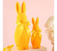 Amanman 2pcs Easter Bunny Decorations Well Packed Easter Gifts for Teens, 12" and 8" Spring Decor Bunnies for Easter Room Decor (Yellow)