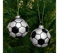 Amanman Glass Christmas Ornaments 2024, 2Pack Soccer Blown Glass Christmas Ornaments, Christmas Tree Decorations