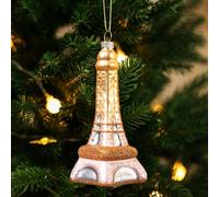 Amanman Glass Christmas Ornaments Paris Eiffel Tower Glass Blown Ornaments for Christmas Tree (Rose Gold)