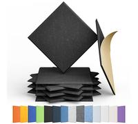 Amantech 12 Pack Acoustic Panels Self Adhesive Sound Proof Foam, High Density Sound Acoustic Panel, 11.8X11.8X0.4 Inch Square Panels in Home, Office, Reccording Room, Studio,and more(Black)