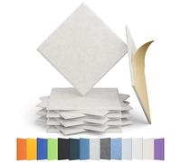 Amantech 12 Pack Acoustic Panels Self Adhesive Sound Proof Foam, High Density Sound Acoustic Panel, 12X12X0.4 Inch Square Panels in Home, Office, Reccording Room, Studio,and more(Beige)