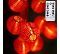 Amants01 Red Lantern String Lights 9.8ft 20 LEDs Battery Operated with Remote Control Hanging Lanterns String Lights for Chinese New Year,Spring Festival,Wedding,Party Decoration,Christmas